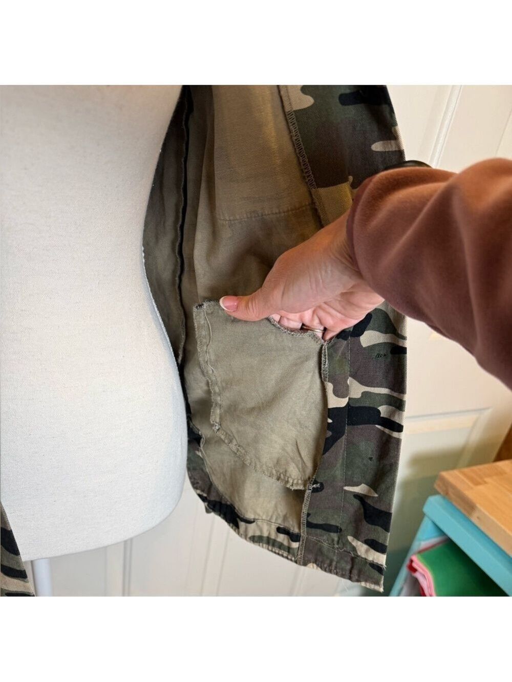 Elodie Camo Utility Jacket Military Style Cotton Button Front Small - Picture 5 of 11